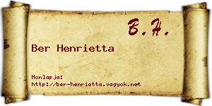 Ber Henrietta névjegykártya